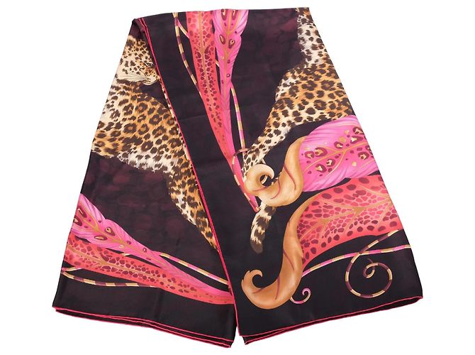 Pañuelo de seda Salvatore Ferragamo Poised Leopards