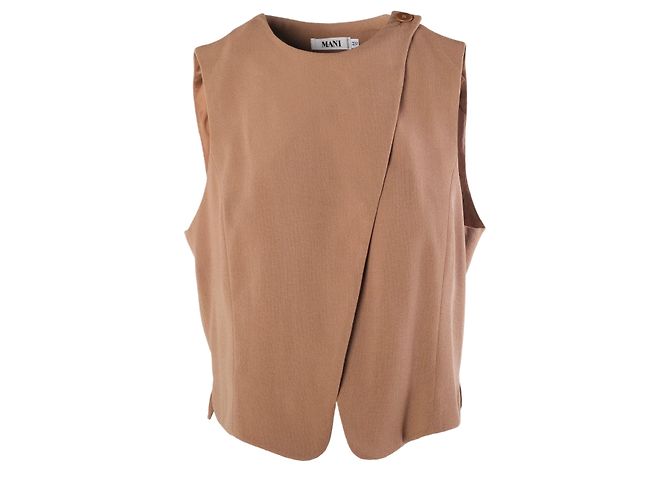 Autre Marque Colete wrap assimétrico Mani em lã camel