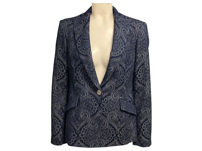Etro Jacquard-Jacke aus dunkelblauem Denim