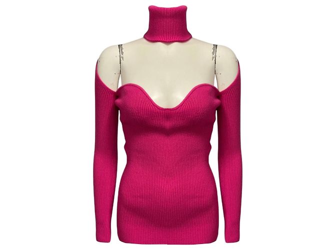 Autre Marque Camisola de cashmere canelada conversível Amandine Fuchsia Arch4