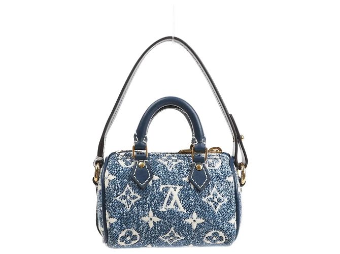 Bolsa Louis Vuitton Speedy Micro Monogram Denim em azul