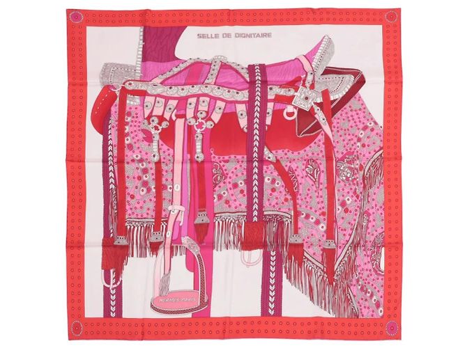 Hermès Carré 90 "SELLE DE DIGNITAIRE" Lenço de seda em Rosa