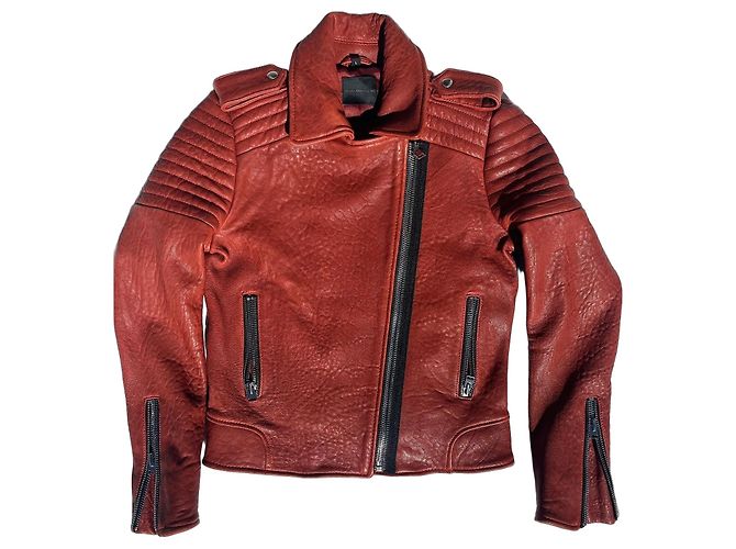 Hôtel Particulier Red Leather Biker Jacket