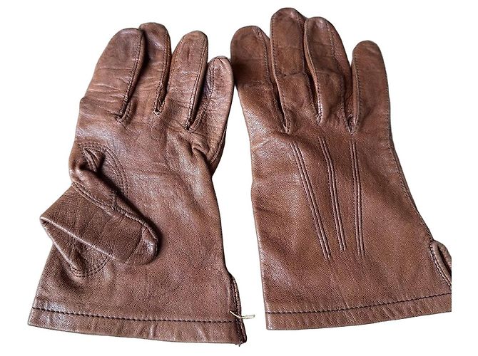 Maison Fabre Gants en cuir marron