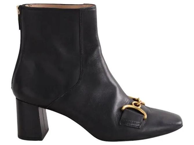 Lk Bennett Black Leather Buckle Boots