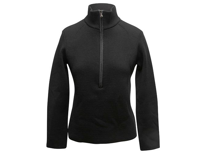 Pull Prada Sport en laine noir, demi-zip, taille IT 44