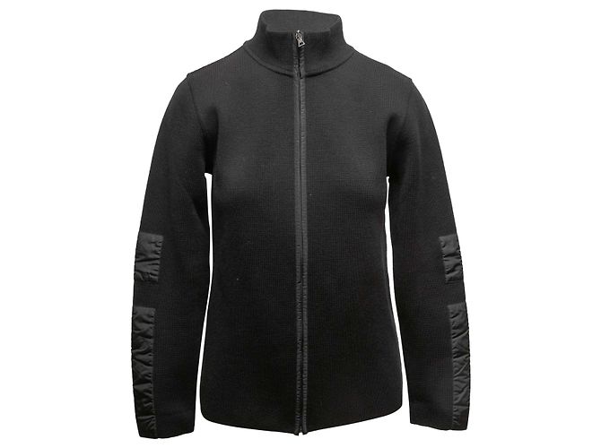 Black Prada Sport Knit Nylon-Trimmed Zip Jacket Size US S