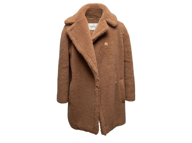 Max Mara Teddy Bear Mantel aus Kamelhaar, braun, Größe US 0