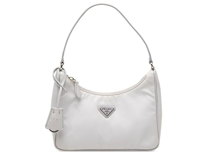 Bolsa de Ombro Prada Mini Tessuto Re Edition 2005 Branca