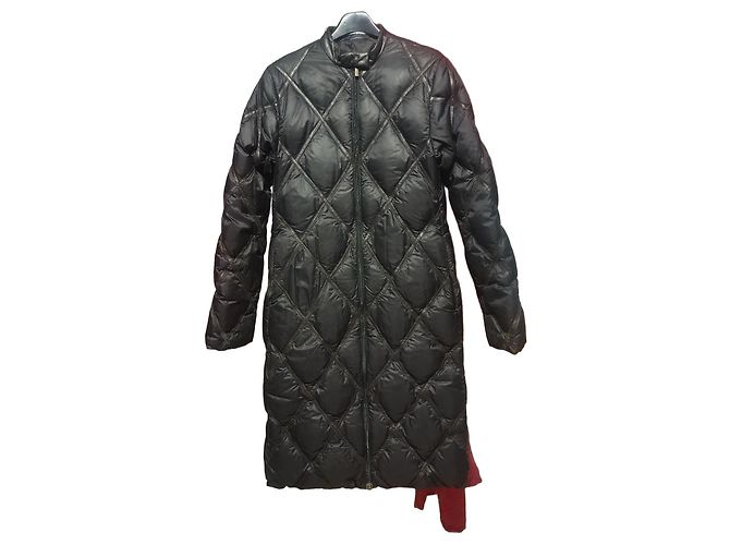 Casaco de Penas Moncler acolchoado com acabamentos em couro Preto Poliamida