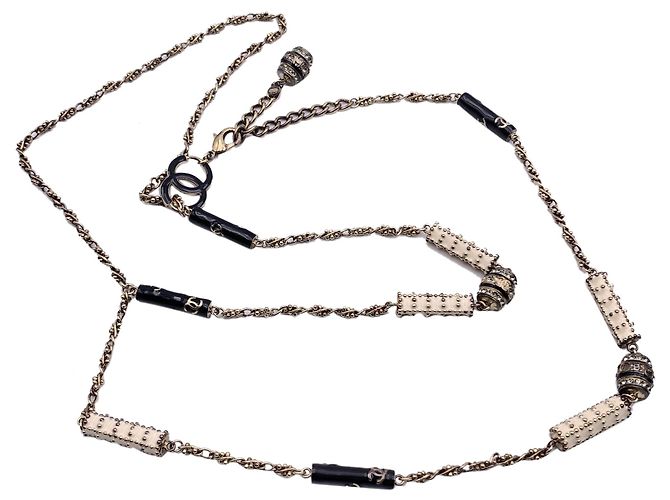 Timeless Chanel Goldfarbene Metall-Halskette oder Gürtel Paris Shangai CC Cylinders