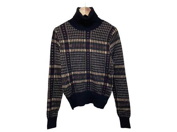 Autre Marque Dries Van Noten Karierter Rollkragenpullover aus Strick