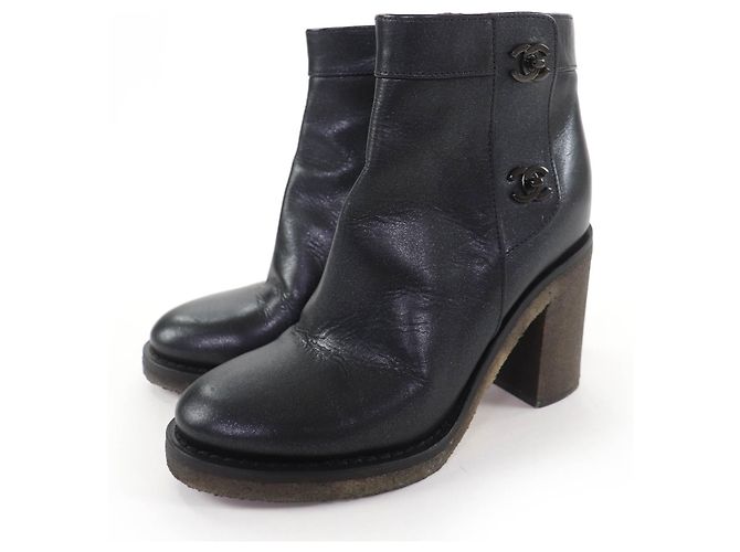 CHANEL Double COCO Mark turn lock Lambskin Short Boots