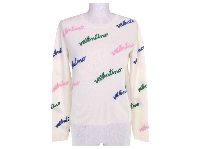 Strickpullover aus Wolle und Kaschmir mit besticktem Valentino-Logo