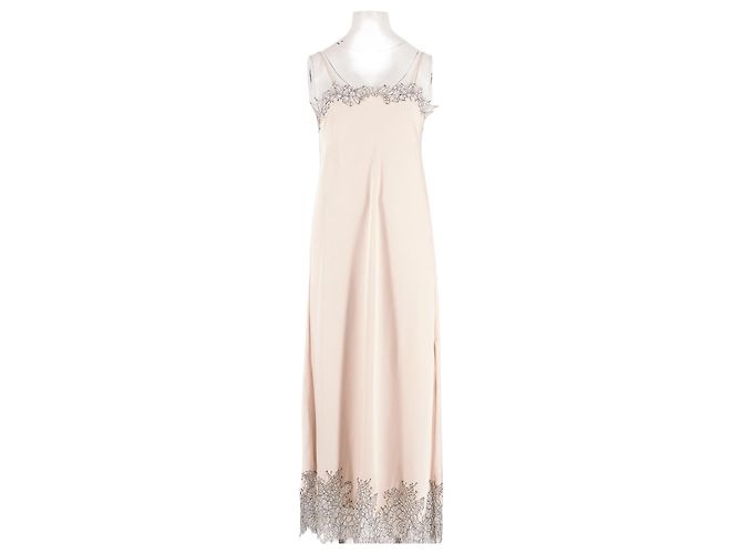 Autre Marque AVENUE 8 Rosa Seidenkleid mit Spitze