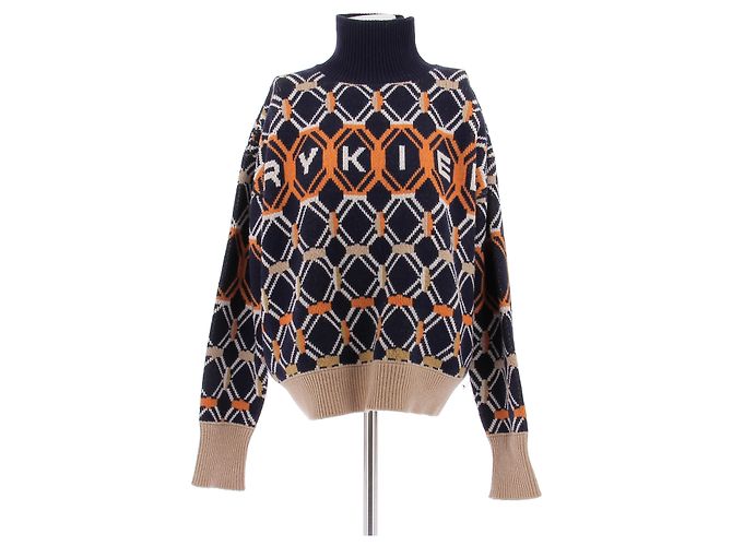 Sonia Rykiel Marineblauer und orangefarbener Pullover