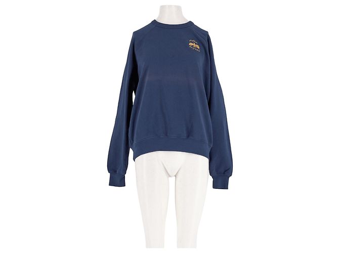 Autre Marque Camisola LA DOUBLEJ de algodão azul marinho com bordado de abelha dourado