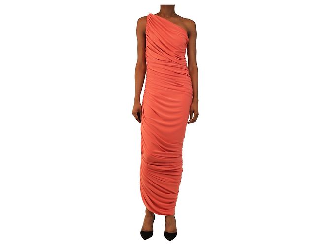 Norma Kamali Rosa gerafftes Maxikleid - size M