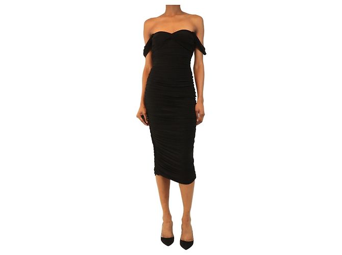 Norma Kamali Schwarzes Walter Kleid mit Raffung - size S
