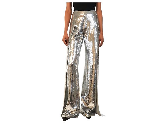 Tom Ford Pantaloni a zampa di sequini Silver SS22 - size UK 4