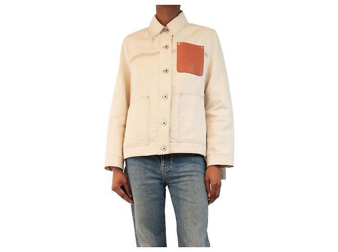 Loewe Chaqueta anagrama de denim Oatmeal - size UK 4
