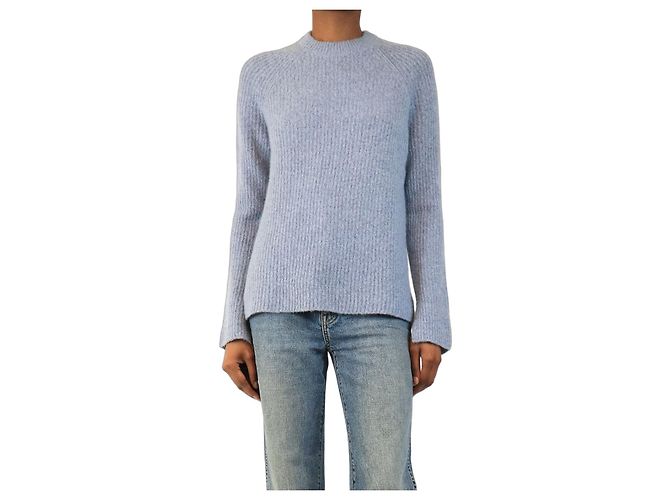 James Perse Blauer Rippstrick-Kaschmirpullover - size XS