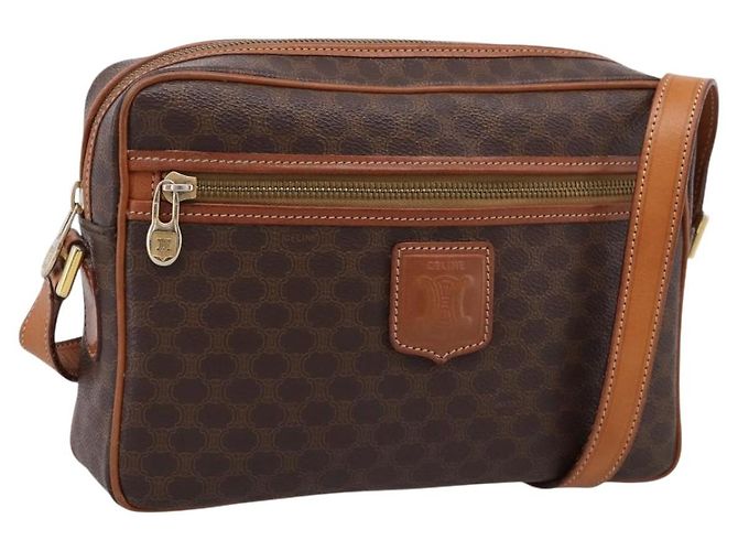 Triomphe Céline Borsa a tracolla CELINE Macadam Canvas PVC Leather Brown Gold