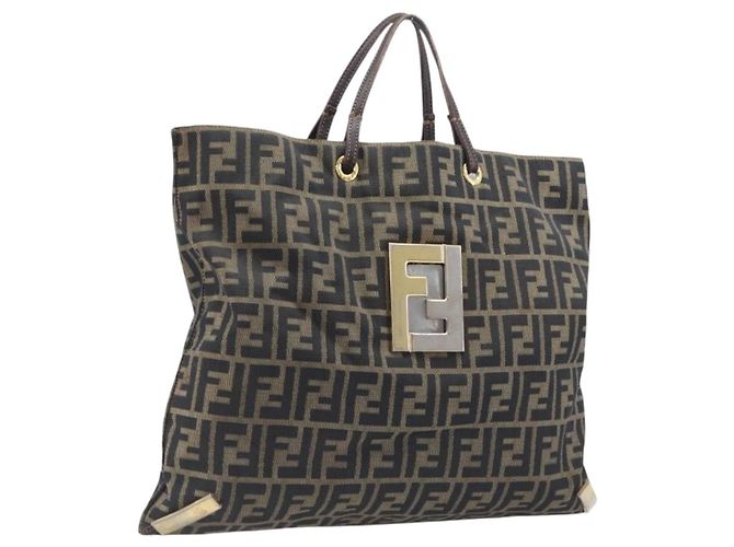 Sac cabas FENDI Zucca Canvas Marron Doré