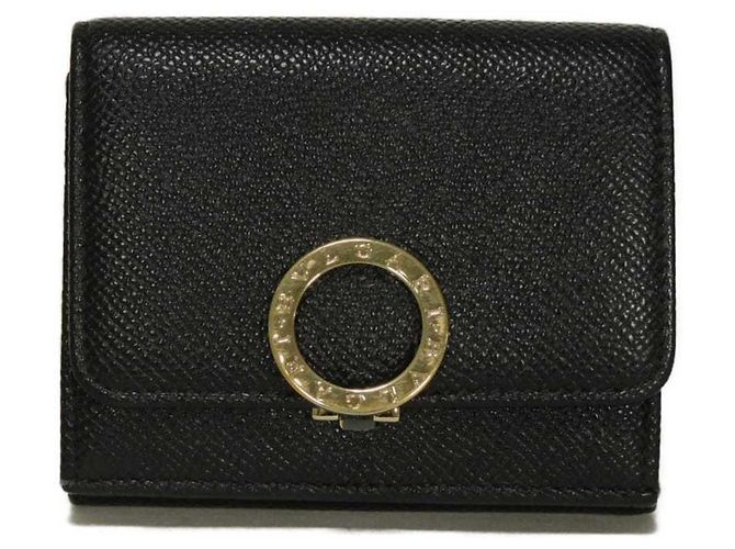 Bulgari Bvlgari Black Leather Tri-Fold Wallet