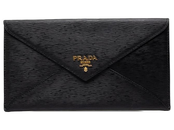 Clutch Envelope Prada em Vitello Move Preto