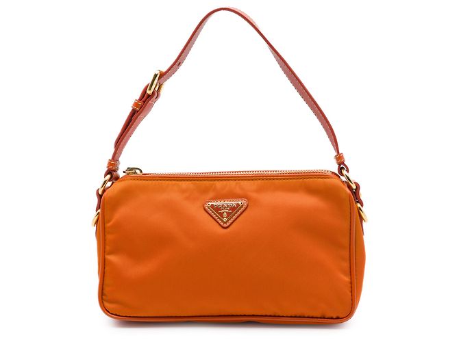 Saffiano Prada Orange Tessuto Shoulder Bag