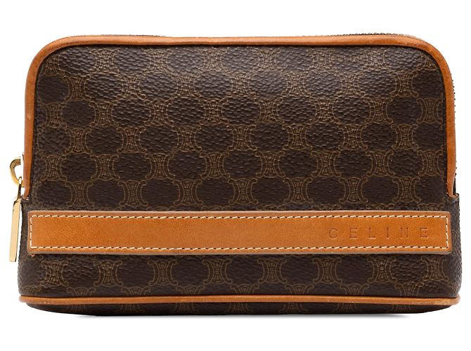 16 Céline Necessaire Celine Brown Macadam Coated Canvas