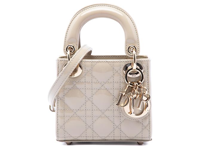 Dior Beige Micro Patent Cannage Lady Dior
