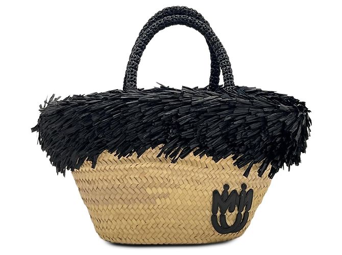 Miu Miu Korbtasche aus beigeem Raffia