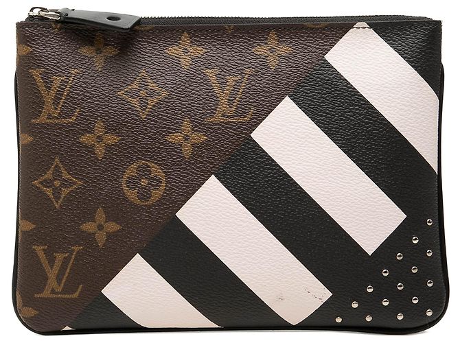 Louis Vuitton Brown Monogram Stripes Pochette Plate PM