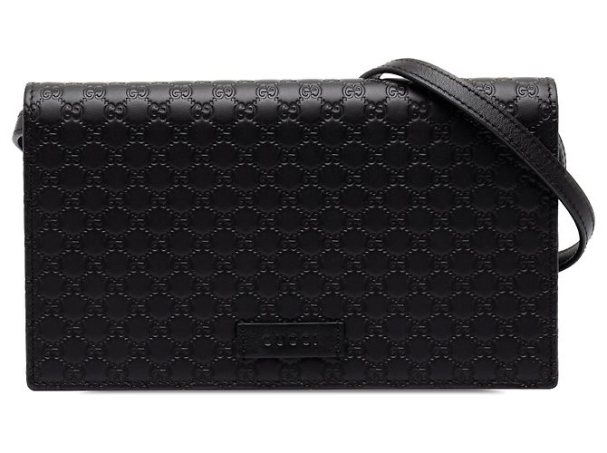 Cartera con correa Gucci Black Microguccissima