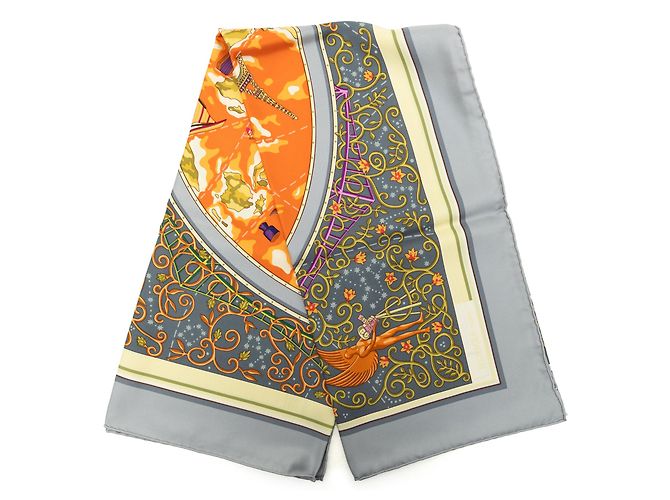 Hermès Orange Www.hermes.com Silk Scarf 90