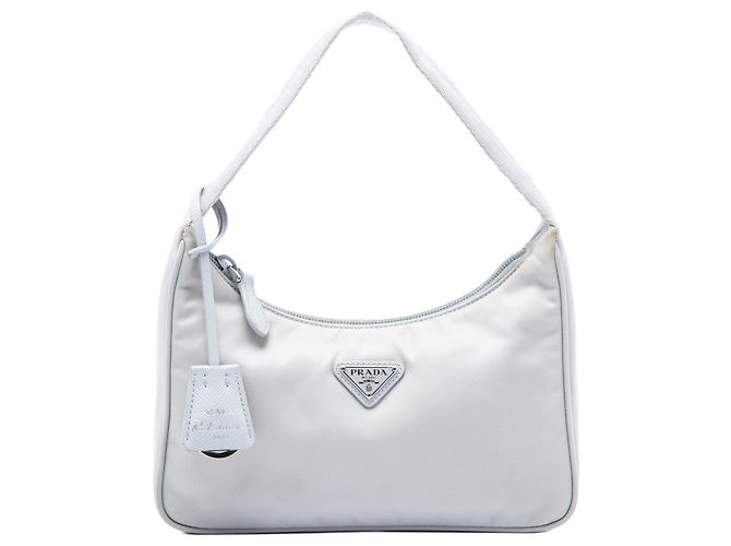 Bolsa de Ombro Prada Mini Tessuto Re Edition 2000 Cinza