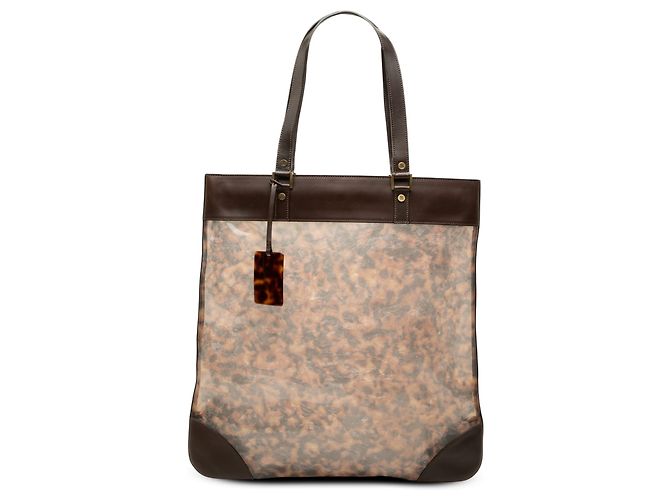 Céline Tote Celine em PVC com acabamentos em couro marrom