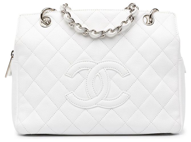 Classique Chanel White Petite Caviar Timeless Tote