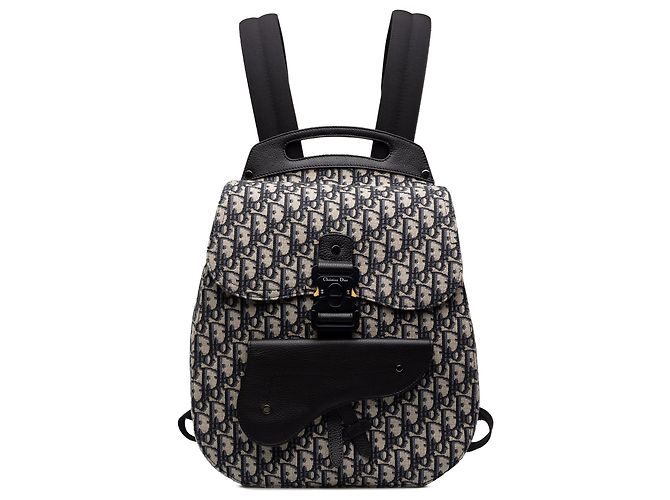 Zaino Saddle in tela Oblique blu Dior