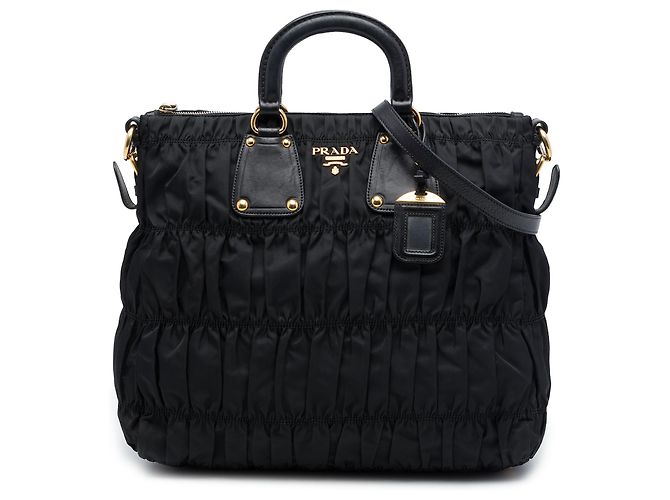 Bolsa Satchel Prada em Tessuto Gaufre Preta
