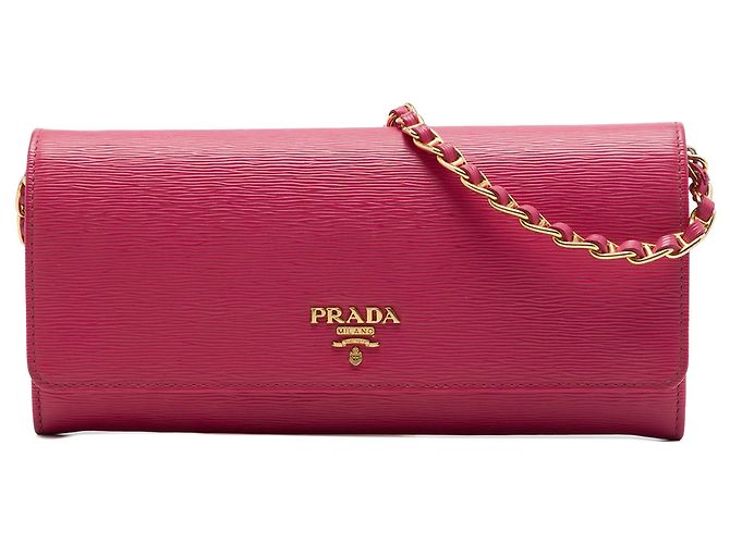 Prada Pink Vitello Move Wallet on Chain