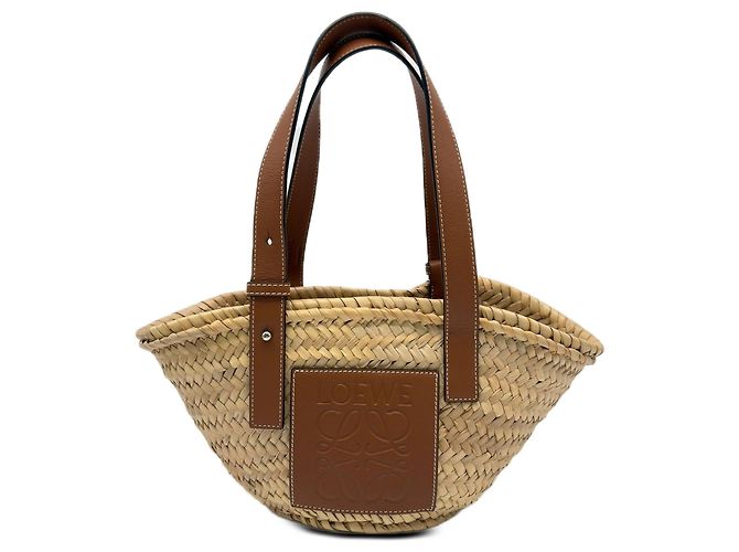LOEWE Beige Small Raffia Anagram Basket Tote