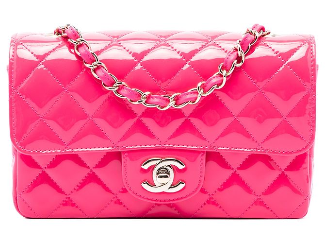 Chanel Pink Mini Rectangular Classic Patent Single Flap