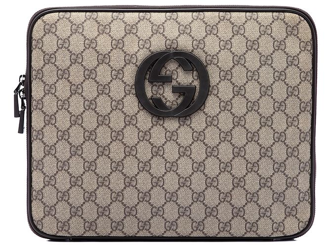 Custodia per laptop Gucci Beige GG Supreme Interlocking G