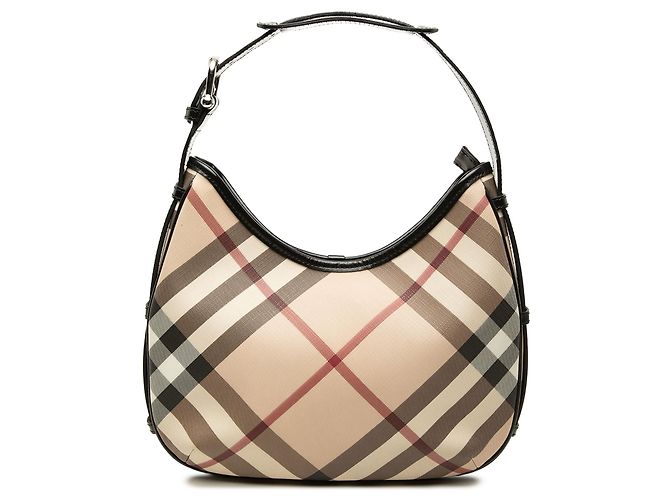 Burberry Beige Small Supernova Check Coated Canvas Barton Hobo