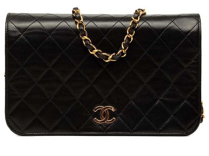 Chanel Black Medium CC Quilted Lambskin Full Flap