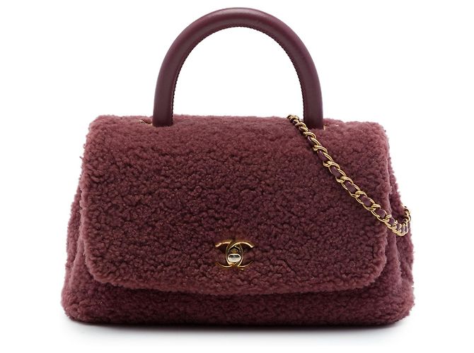 mala Chanel Coco Top Handle Small em pele de carneiro vermelha