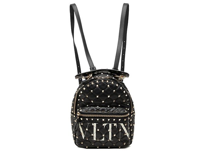Valentino Black Mini Nappa VLTN Rockstud Spike Backpack